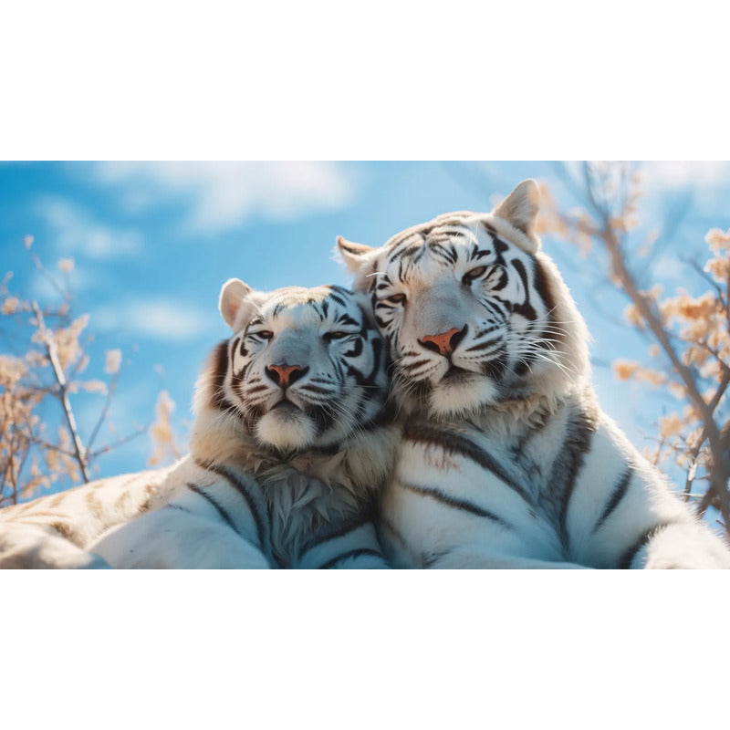 Adesivo Papel De Parede Tigre Branco 70x50 Alta Resolução Tigre Branco