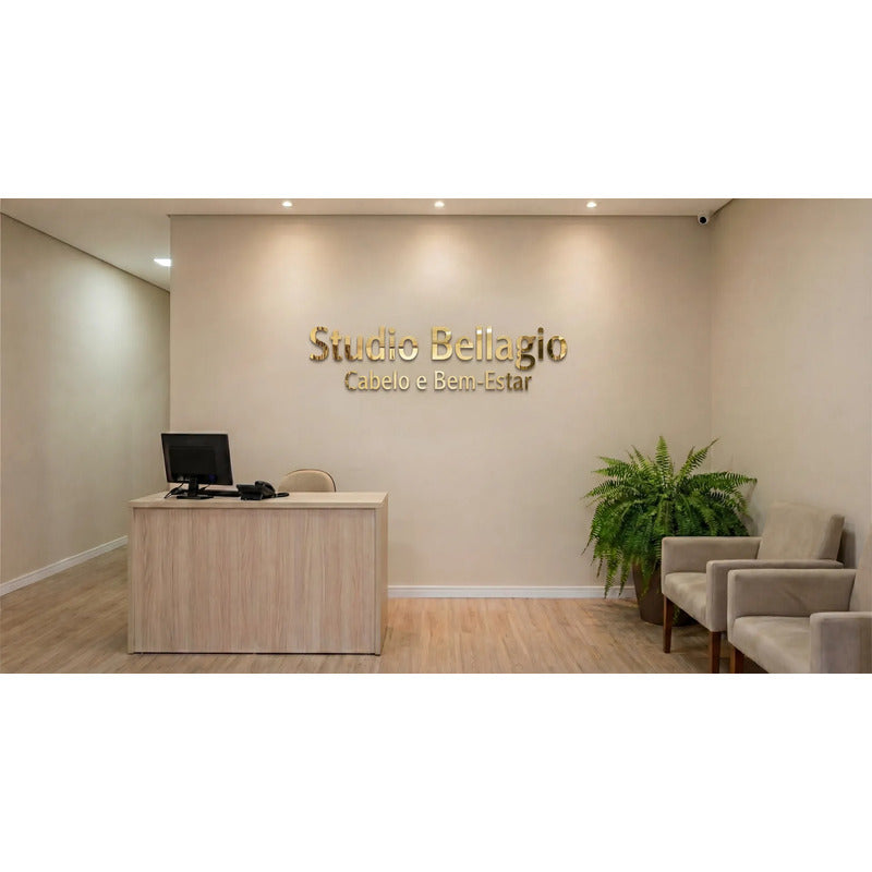 Sua Logo Letreiro Em Acrílico Espelhado - 100x50 Cm Acrílico Dourado Espelhado