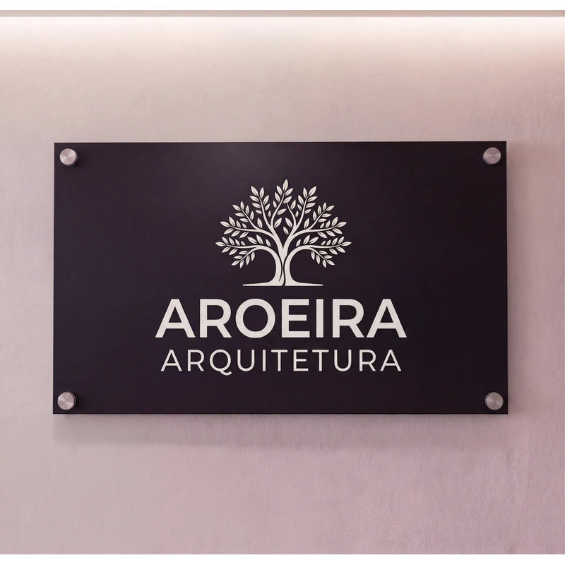 Placa Acm 100x50cm Personalizada Com Fixadores Inox Placa Em Acm Com A Sua Logo