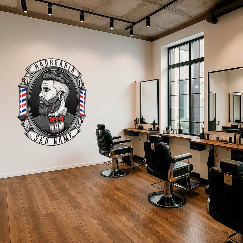 Adesivo Barbearia 140cm Porta Vidro Parede