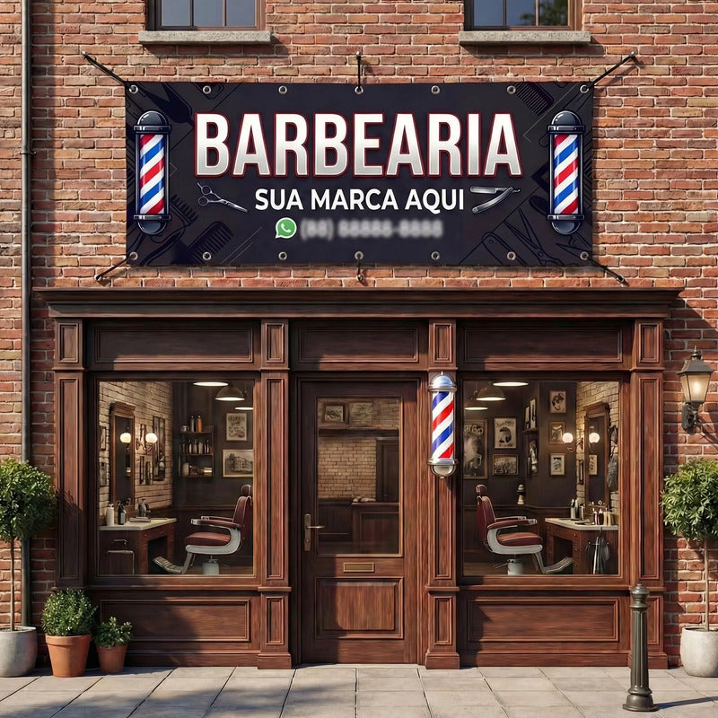 Banner Barbearia 200x80 - Inclua Sua Marca E Whatsapp Grátis