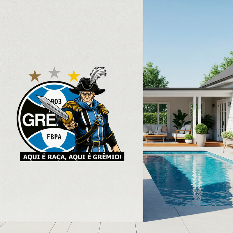 Adesivo Mascote Grêmio Imortal 136x120cm  Aqui É Raça Gremista Imortal