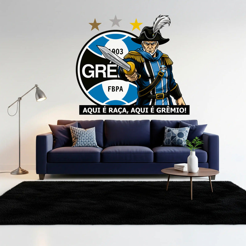 Adesivo Mascote Grêmio Imortal 136x120cm  Aqui É Raça Gremista Imortal