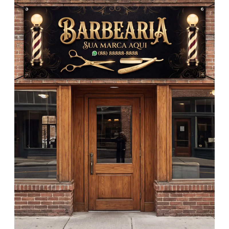 Banner Barbearia 200x80 - Inclua Sua Marca E Whatsapp Grátis