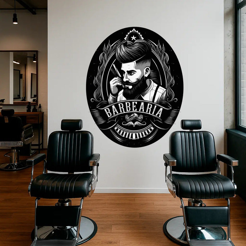 Adesivo Barbearia 140cm Porta Vidro Parede