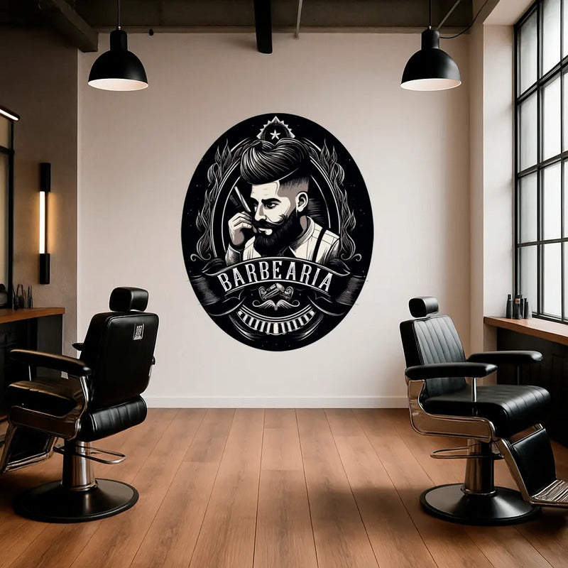 Adesivo Barbearia 140cm Porta Vidro Parede