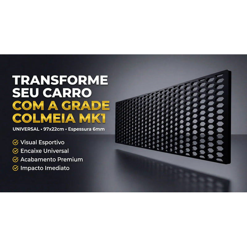 Tela Grade Colmeia Automotiva Mk1 Universal 97x22cm Preta