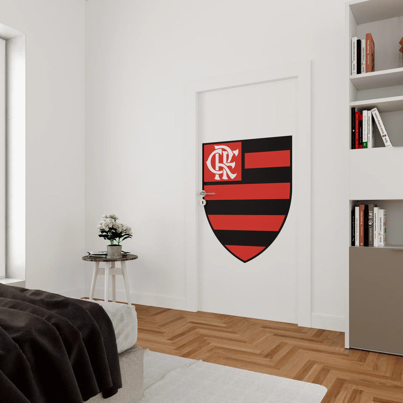 Adesivo De Porta Flamengo - Decore Com Raça Rubro-negra Adesivo De Porta Flamengo - A Cara Do Mengão Em Casa