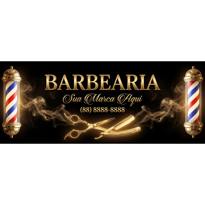 Banner Barbearia 200x80 - Inclua Sua Marca E Whatsapp Grátis