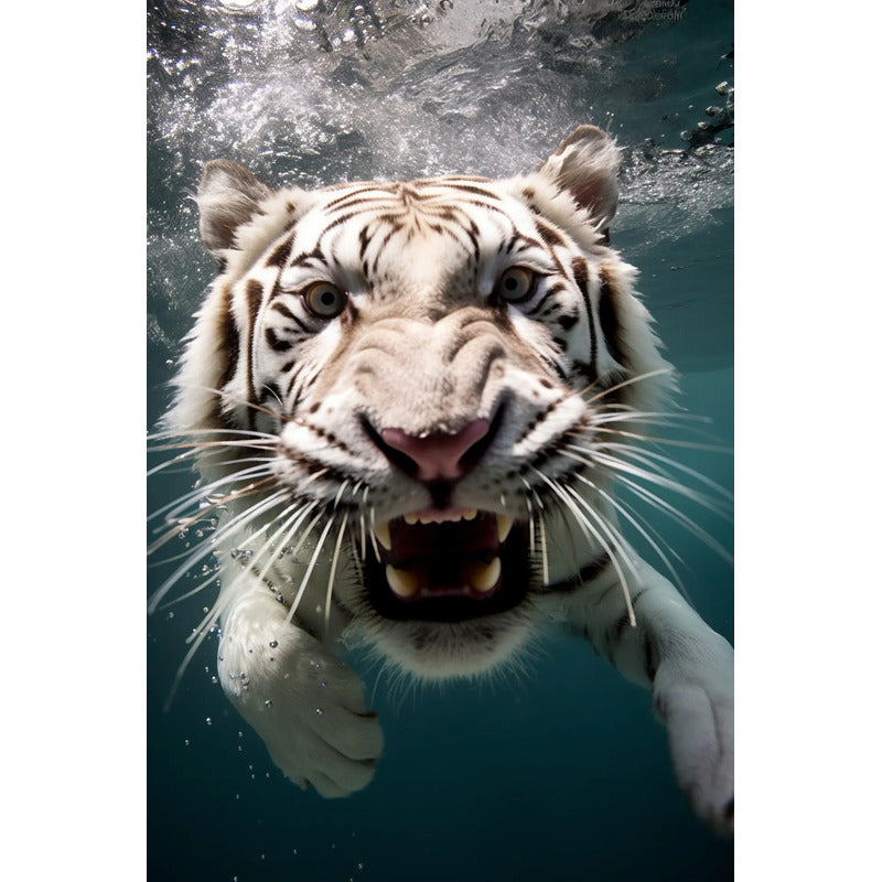 Adesivo Papel De Parede Tigre Branco 70x50 Alta Resolução Tigre Branco