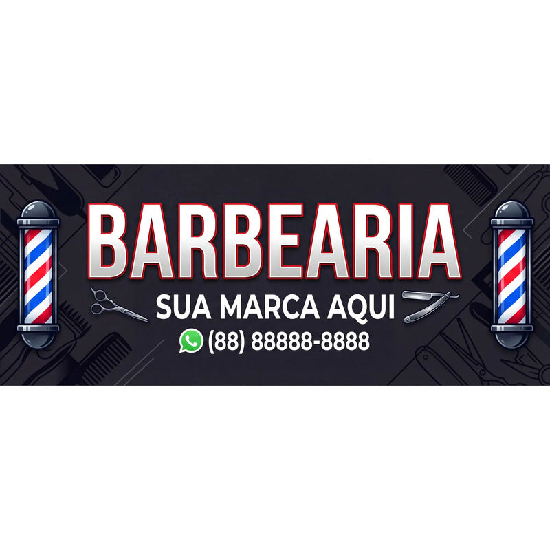 Banner Barbearia 200x80 - Inclua Sua Marca E Whatsapp Grátis