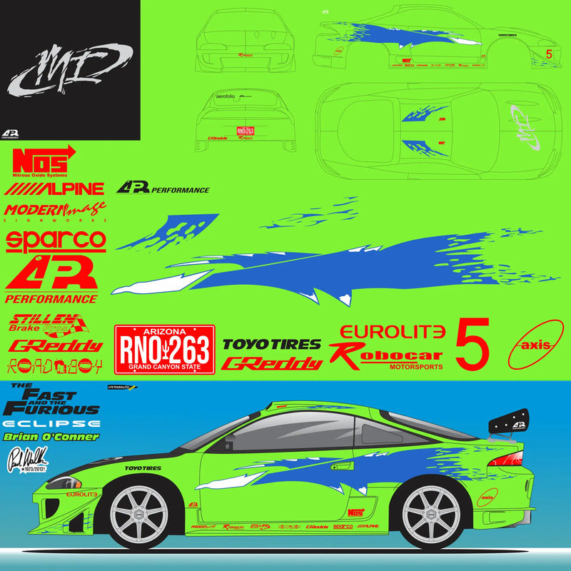Adesivo Mitsubishi Eclipse Brian Velozes E Furiosos Kit