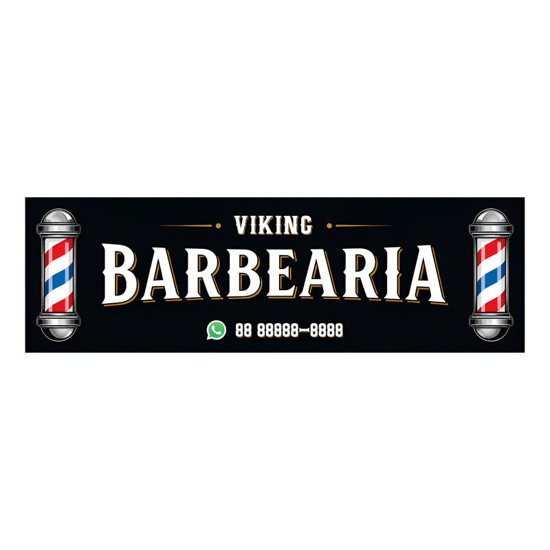 Banner Barbearia 150cm - Inclua Sua Marca E Whatsapp Grátis