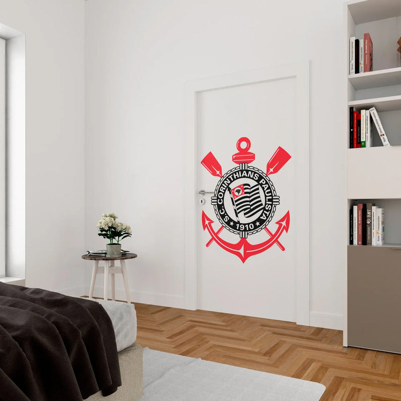 Adesivo De Porta Corinthians - Quarto Com A Cara Do Timão