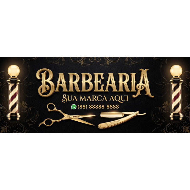 Banner Barbearia 150cm - Inclua Sua Marca E Whatsapp Grátis