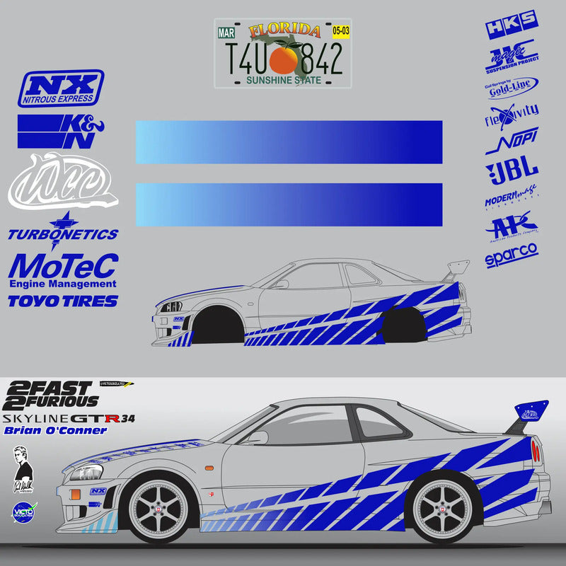 Adesivo Skyline R34 Brian - Velozes E Furiosos