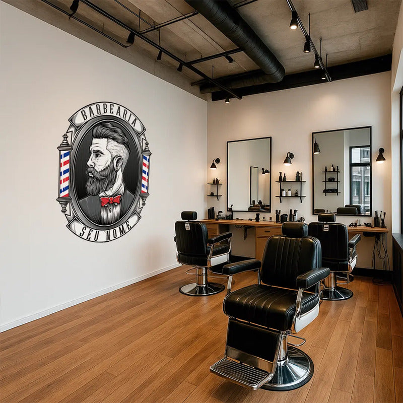 Adesivo Barbearia 140cm Porta Vidro Parede