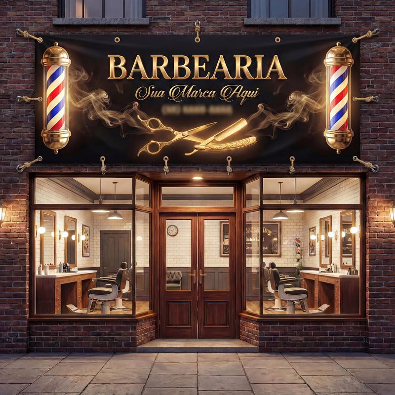 Banner Barbearia 200x80 - Inclua Sua Marca E Whatsapp Grátis