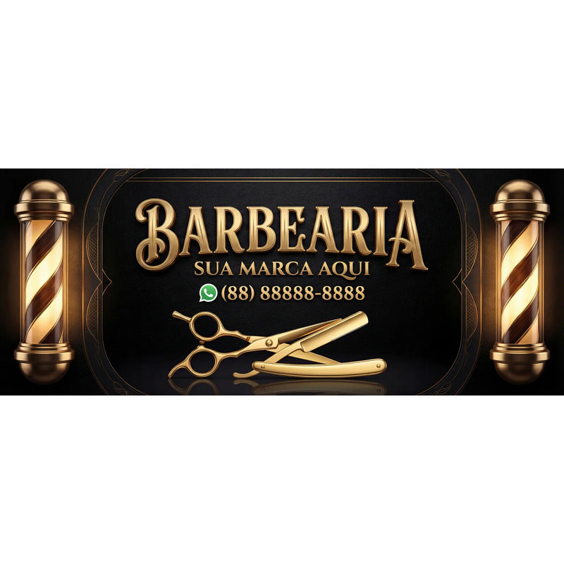 Banner Barbearia 150cm - Inclua Sua Marca E Whatsapp Grátis