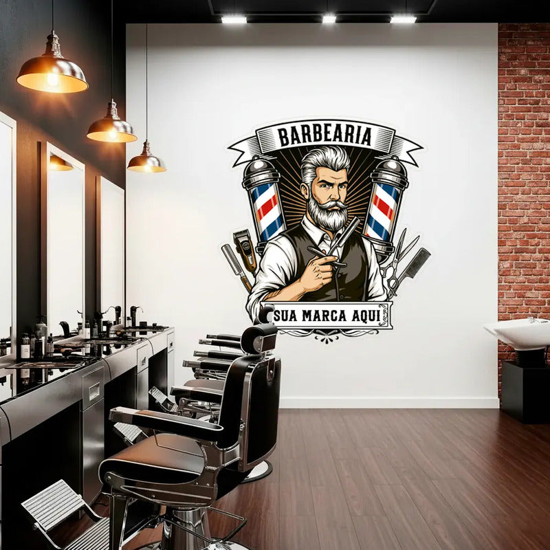 Adesivo Barbearia Gigante 140cm - Diversos Modelos