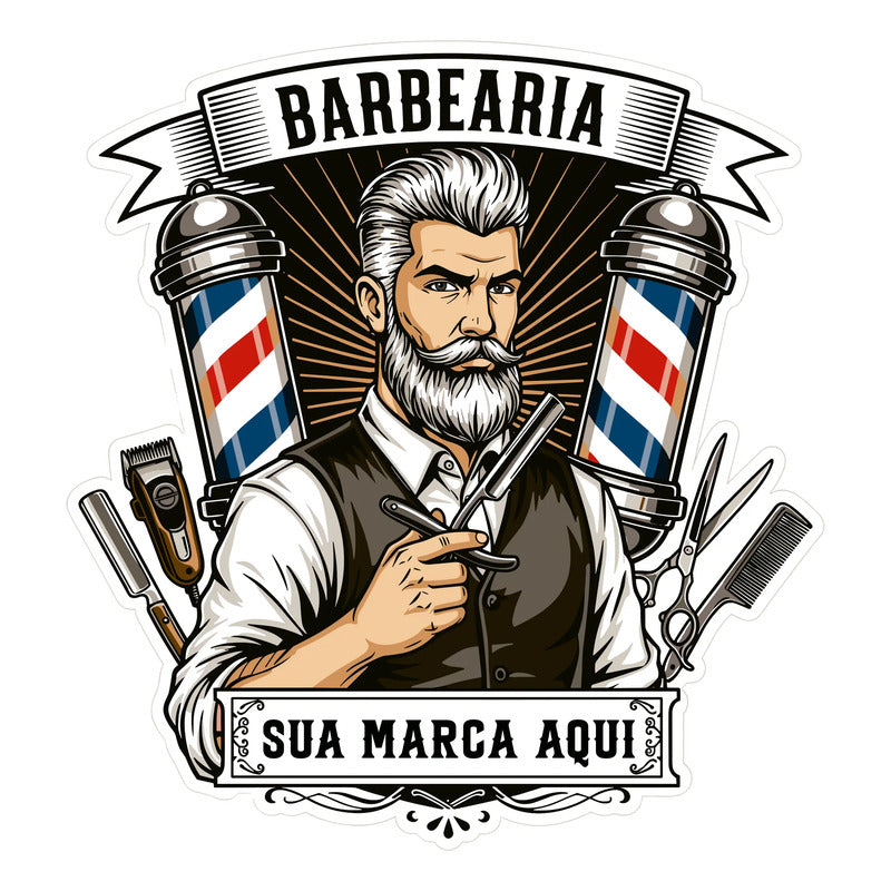Adesivo Barbearia Gigante 140cm - Diversos Modelos