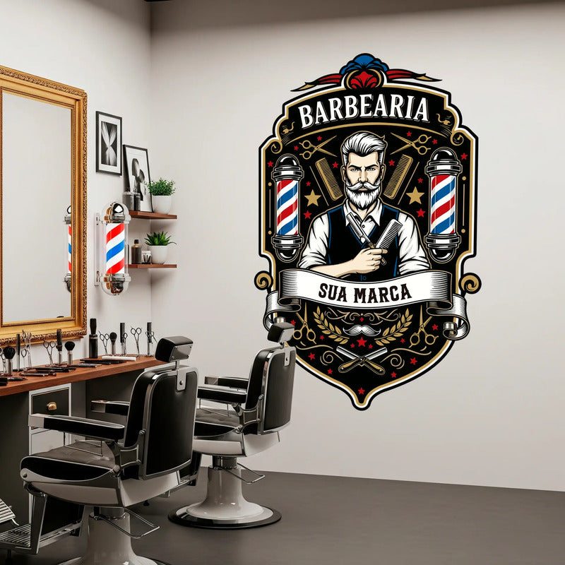 Adesivo Barbearia Gigante 140cm - Diversos Modelos