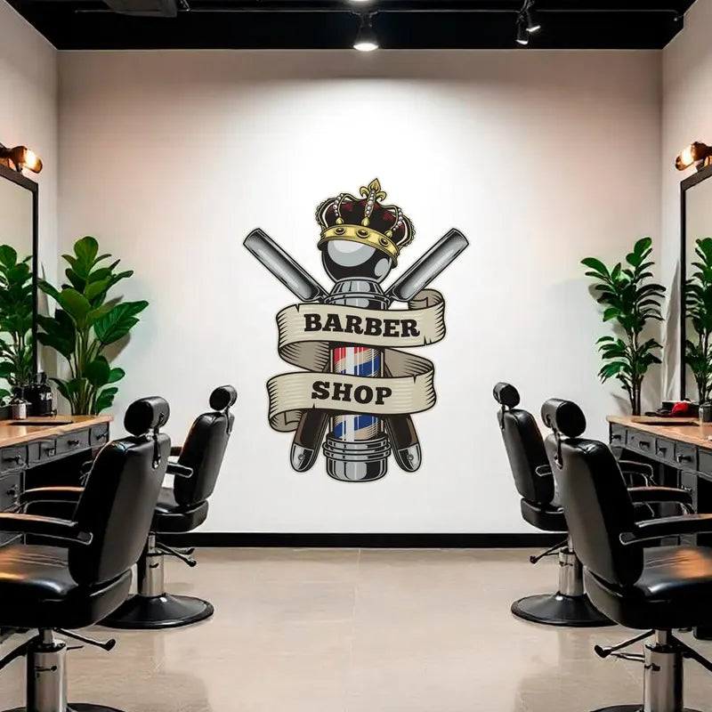 Adesivo Barbearia 140cm Porta Vidro Parede