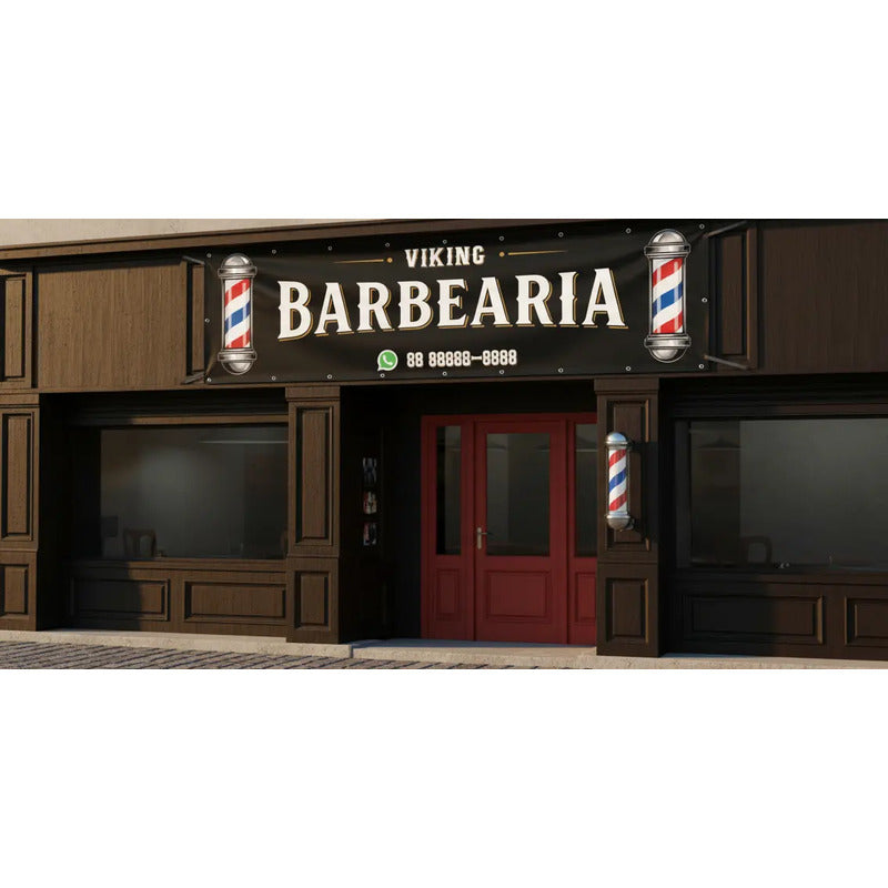 Banner Barbearia 150cm - Inclua Sua Marca E Whatsapp Grátis
