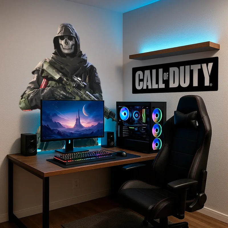 Adesivo Gamer Call Of Duty Gigante 140x113cm + Logo Do Cod