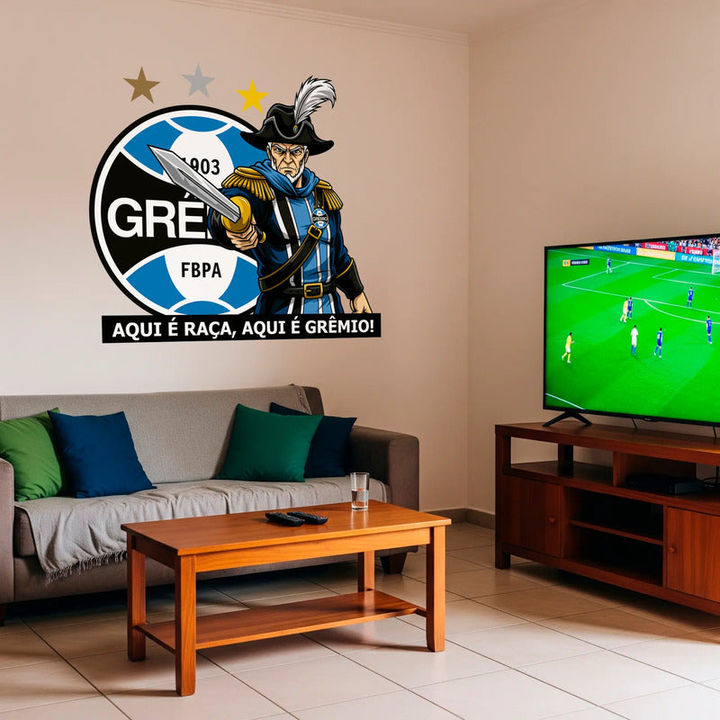 Adesivo Mascote Grêmio Imortal 136x120cm  Aqui É Raça Gremista Imortal