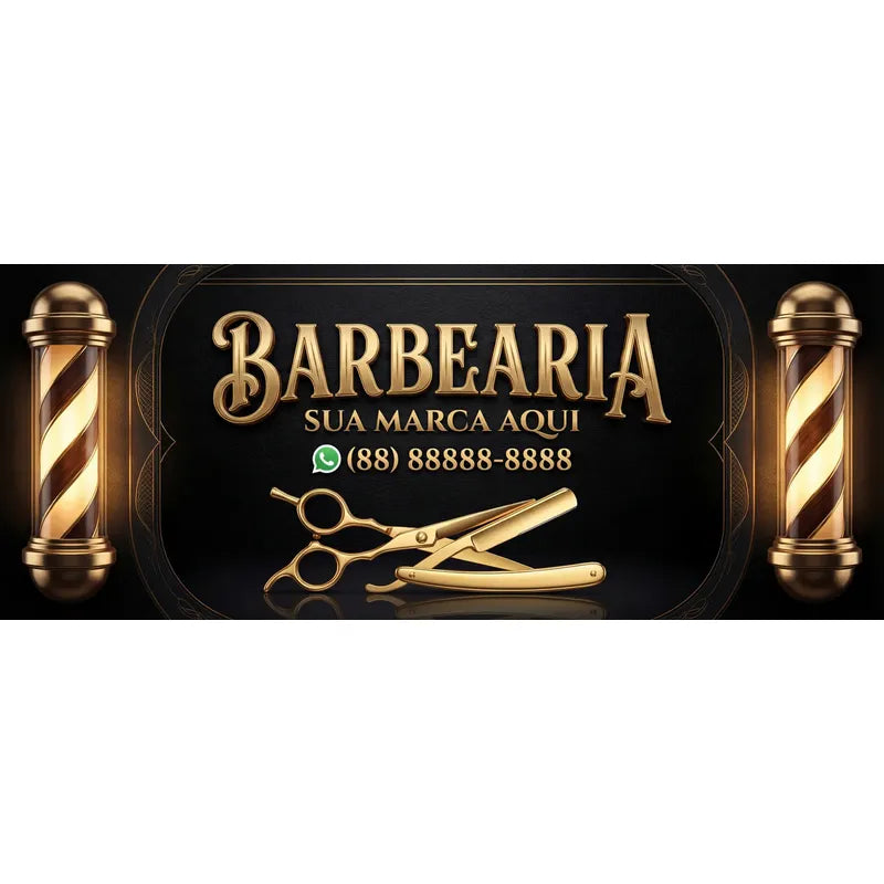 Banner Barbearia 200x80 - Inclua Sua Marca E Whatsapp Grátis