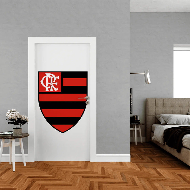 Adesivo De Porta Flamengo - Decore Com Raça Rubro-negra Adesivo De Porta Flamengo - A Cara Do Mengão Em Casa