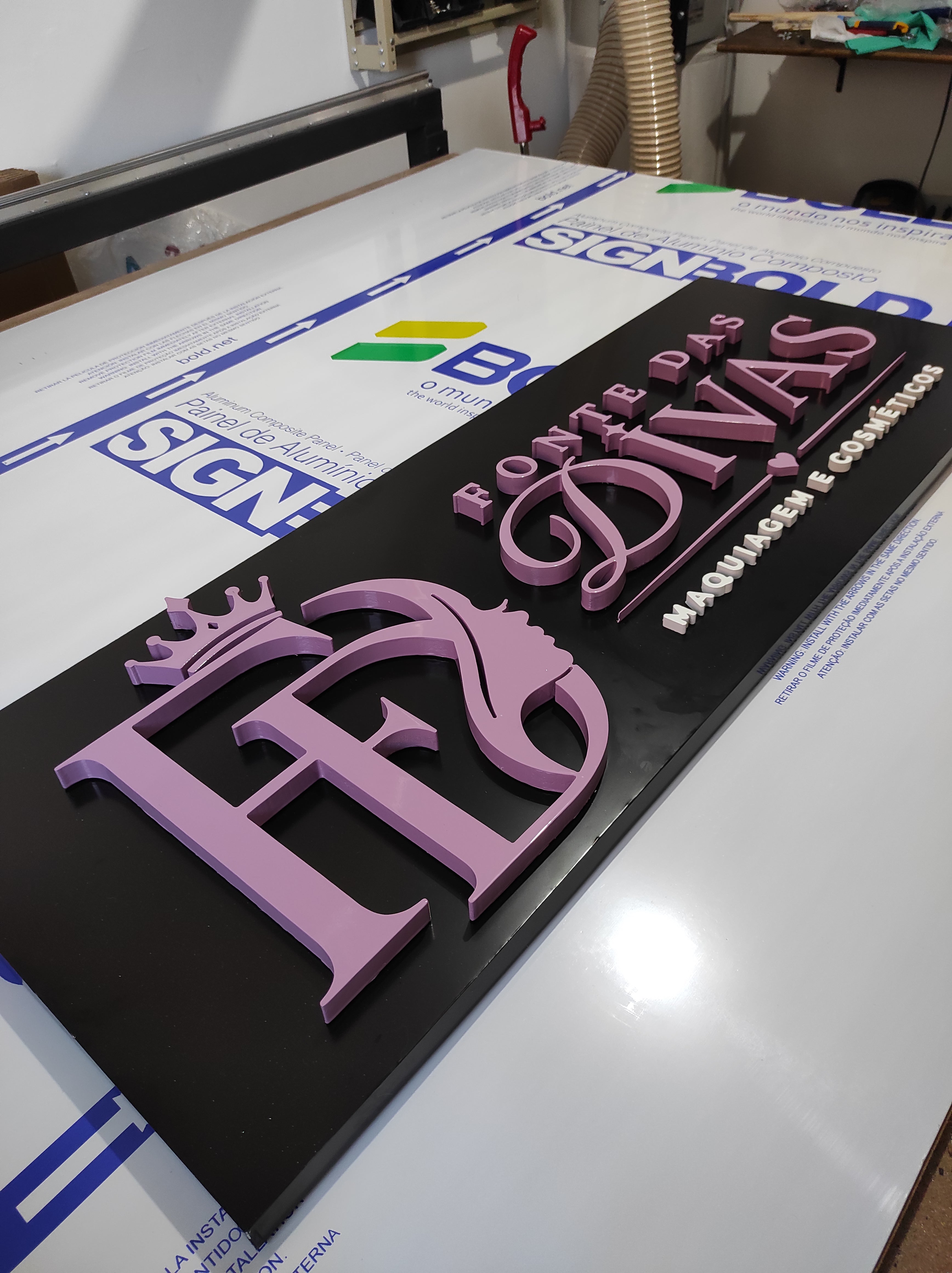 Placa 1.60m Fachada Acm E Pvc Sua Logo Personalizada Personalizado