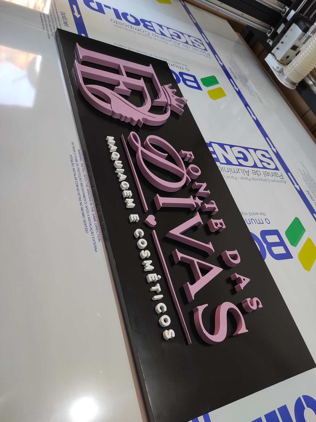 Placa 1.20m Fachada Acm E Pvc Sua Logo Personalizada Acm E Pvc Expandido