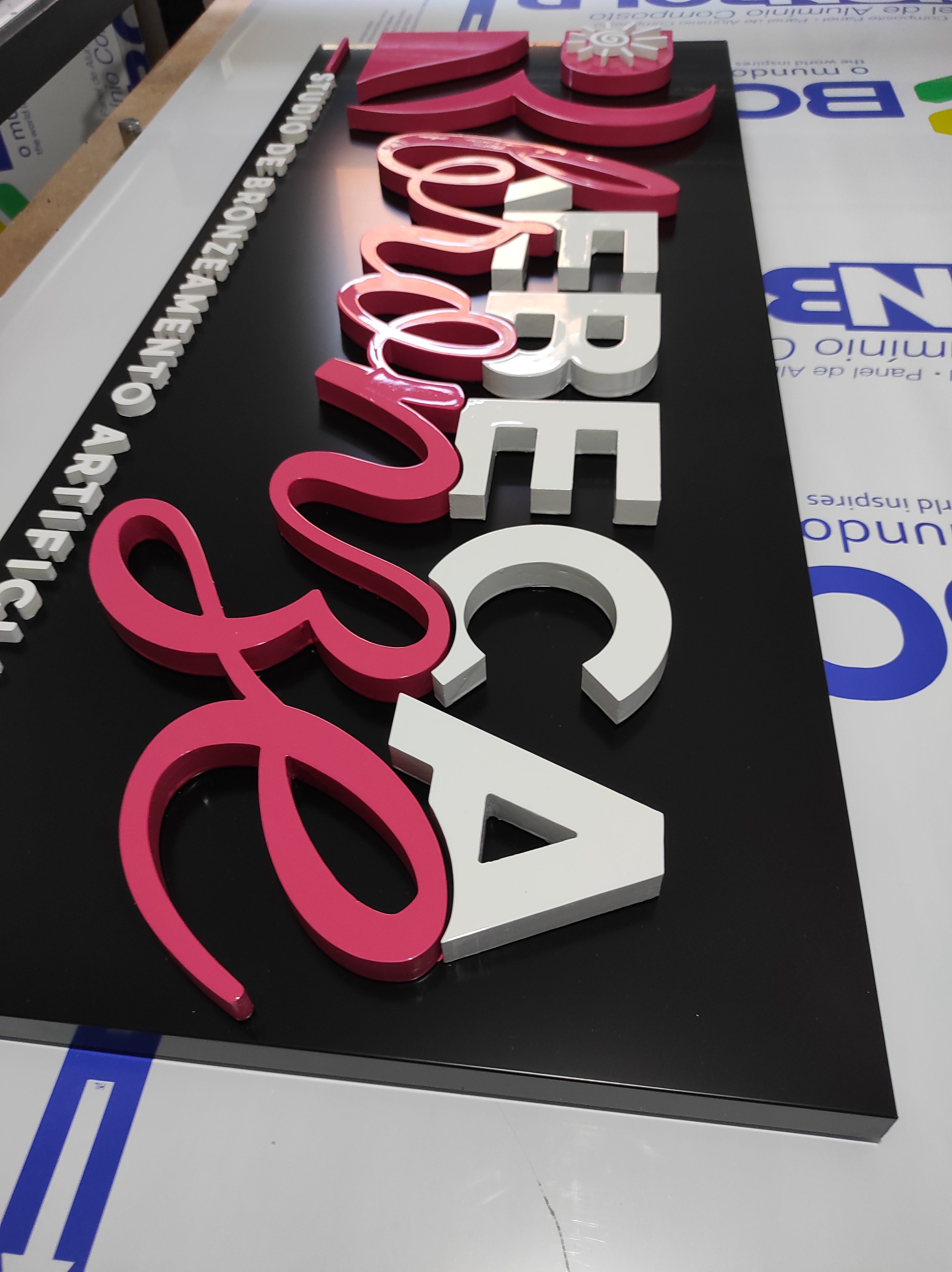 Placa 1.60m Fachada Acm E Pvc Sua Logo Personalizada Personalizado