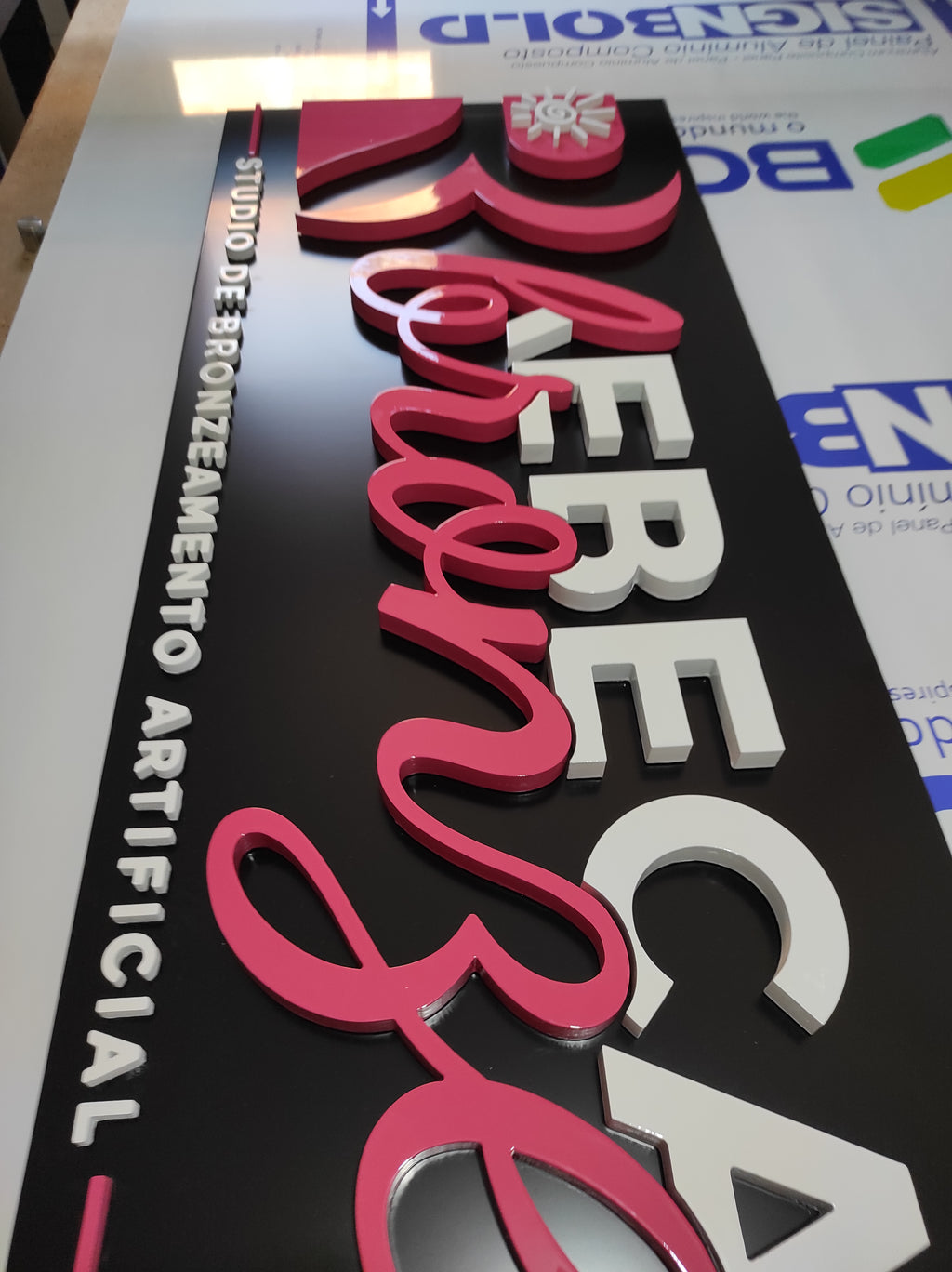 Placa 1.20m Fachada Acm E Pvc Sua Logo Personalizada Acm E Pvc Expandido